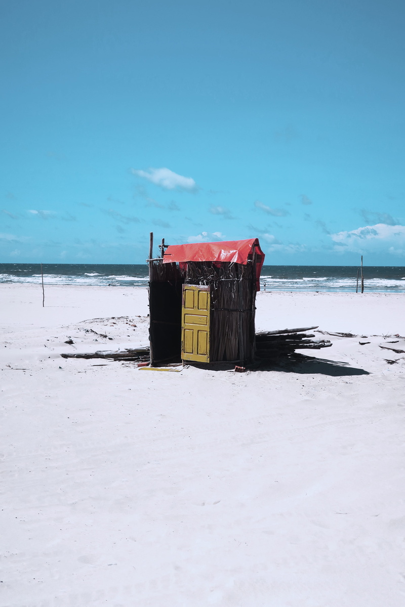 day, countryside, beach, sand, tranquil scene, outdoors, land, ice, shed, rural, scenics - nature, brown, building, wooden, sky, sunny, tiny house, hut