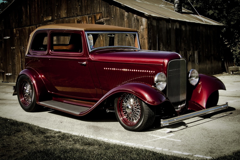 old, custom, transportation, building exterior, retro styled, shed, outdoors, city, show car, ford, vehicle, hot rod, pick-up truck, california, luxury