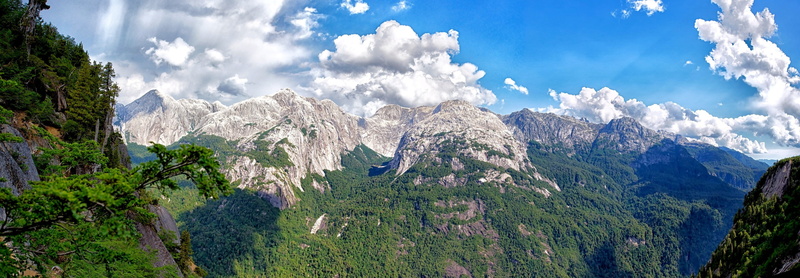 travel destinations, blue, cliff, travel, 2K, outdoors, clouds, pine woodland, plant, pine tree, land, sky, summer, coniferous tree, panoramic, no people