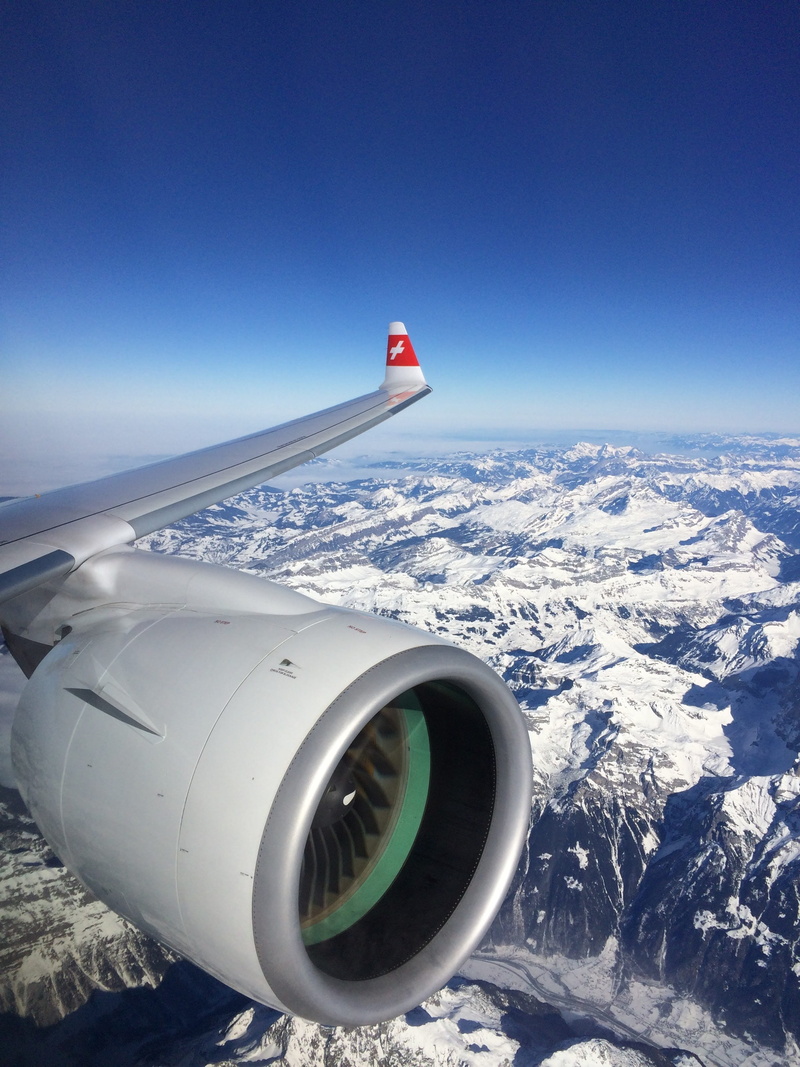 switzerland, clear sky, alps, transportation, aircraft wing, blue, snow, scenics - nature, day, swiss, jet engine, landscape, no people, cold temperature