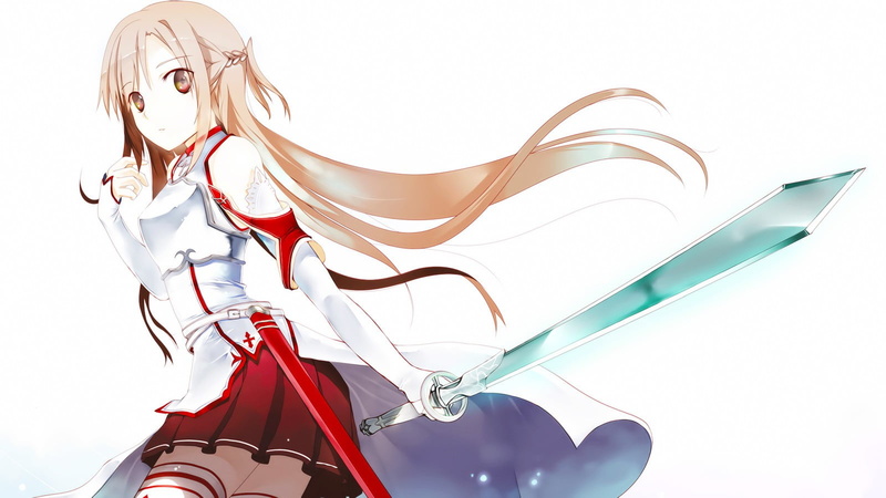 Yuuki Asuna, females, people, representation, wind, indoors, beauty, women, white background, blond hair, clothing, emotion, studio shot, nature, red, creativity