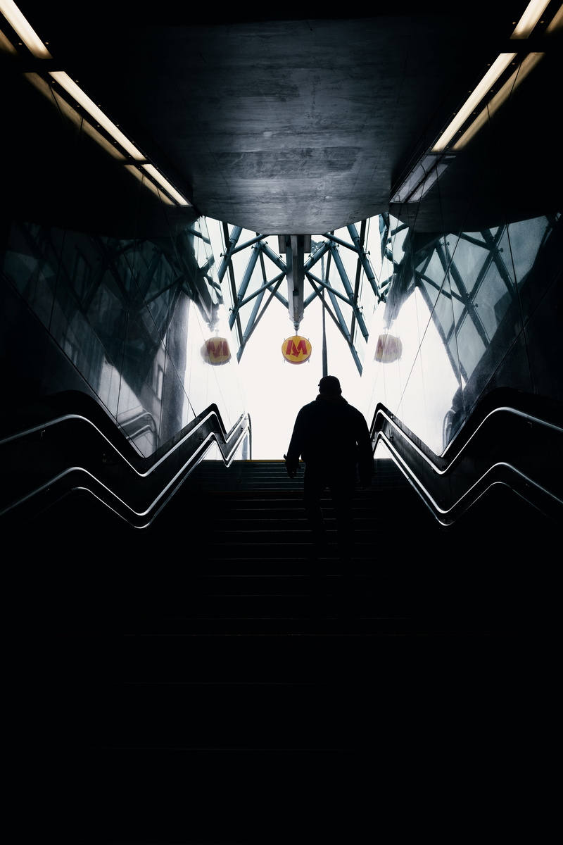 city, built structure, town, banister, people, real people, window, human, urban, railing, lifestyles, ceiling, glow, moving up, warszawa, stairs, subway
