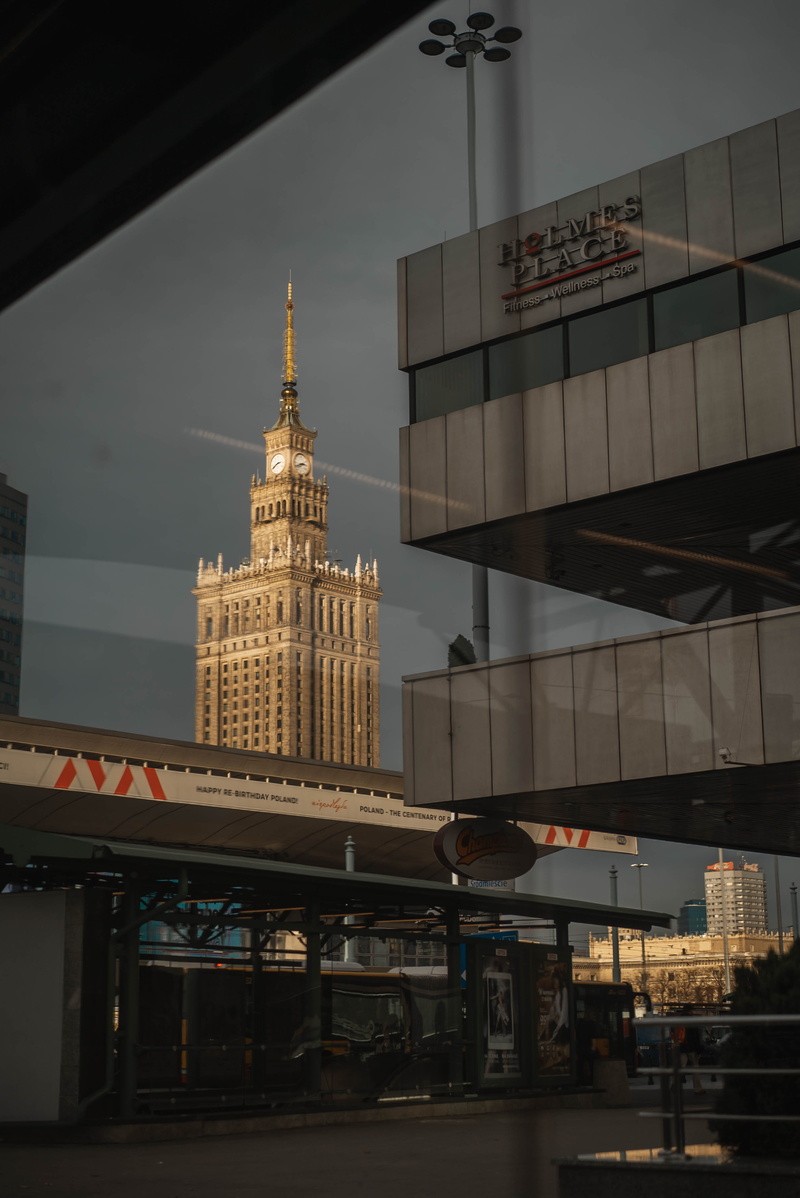 urban, realestate, financial district, warsaw, tourism, sky, downtown, person, tall - high, road, travel destinations, spire, city, communication, built structure