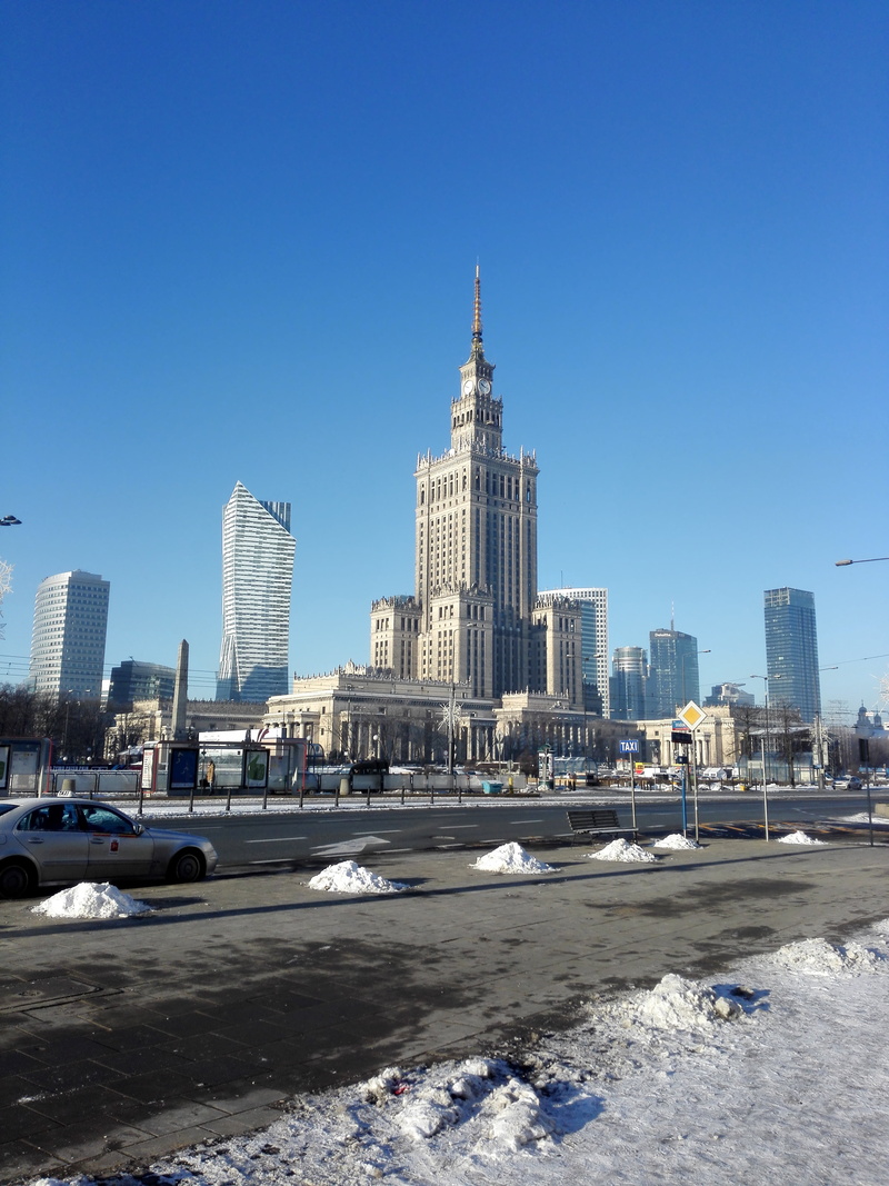 cialis, downtown district, clear sky, the centre of, palace of culture and science, transportation, modern, warsaw, palace of culture, building exterior