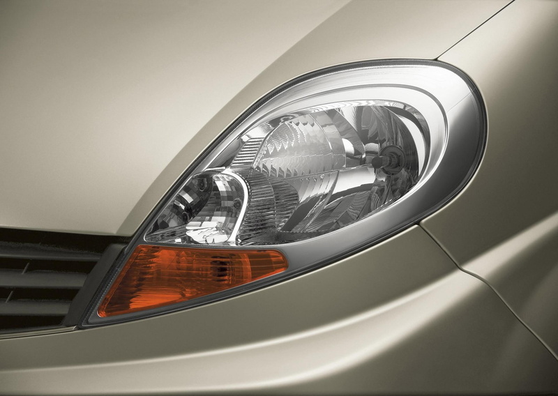 renault, clean, silver colored, motor vehicle, indoors, chrome, mirror, exterior, design, ceiling, transportation, headlight, side-view mirror, no people