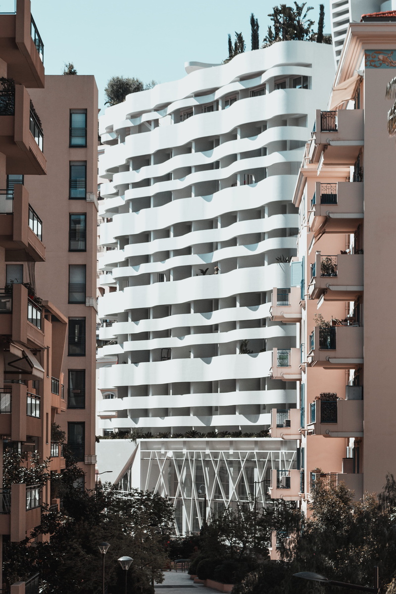 design, urban, apartment, apartment building, beside, pedestrian, two, buildings, plant, day, high rise, nature, carlo, house, built structure, residential district