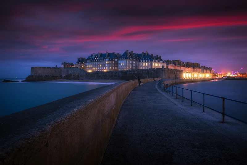 sea, Saint Malo, shore, the city, 1080P