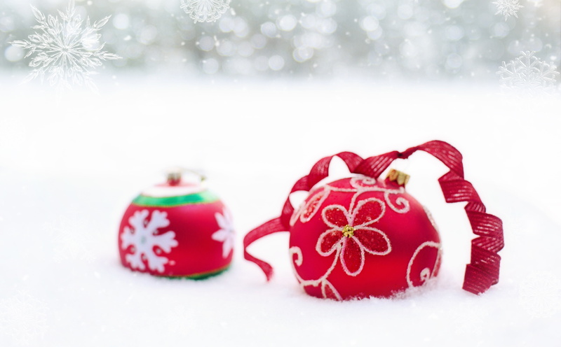 christmas ornament, Winter, Beautiful, red, ornaments, Decoration, Balls, Christmas, White, snowflake, New Year, white color, Snowy, Wonderland, Ornament