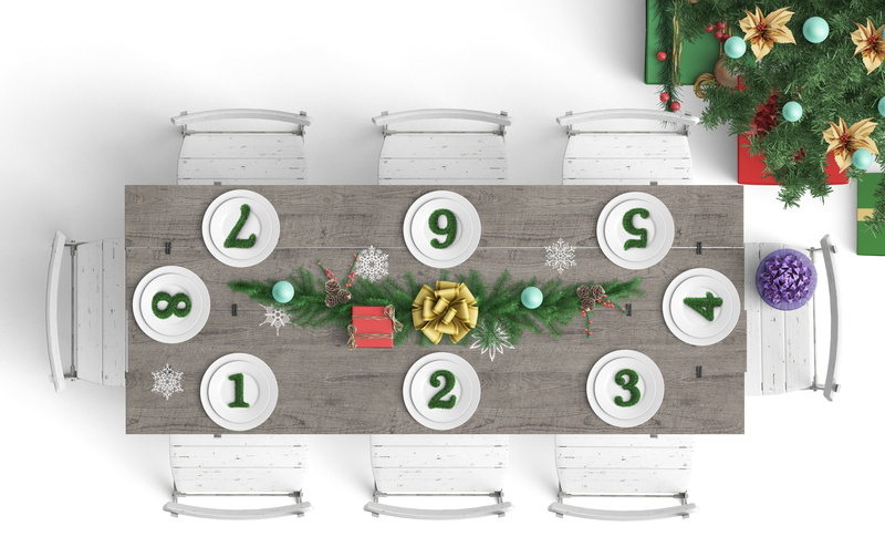 Holiday, Dinner, Christmas, Presents, event, Party, christmastree, Tradition, Holidays, Decorated, Setting, tabletop, Beautiful, 4K, Celebration, Chairs