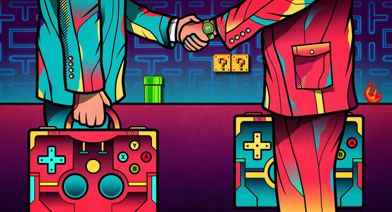 Style, Game, by Van Orton Design, Joystick, 2K, Mario, The game, Art, People, Games, Van Orton Design, Joysticks, Handshake, Color