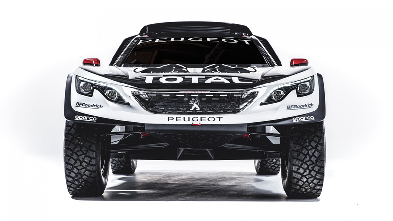 car, white, Dakar challenge, rally, Paris Auto Show 2016, black, Peugeot 3008 DKR, end, front, 4K, peugeot
