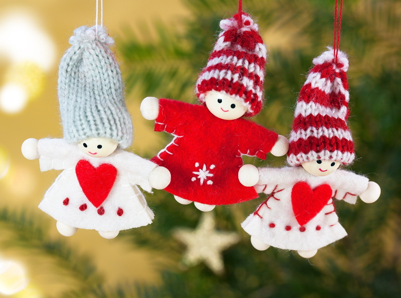 happy, Deco, Angel, Decorate, Christmas, christmastree, bokeh, redwhite, christmastreedecorations, Lights, 4K, Holidays, Dolls, Heart, christmasornaments