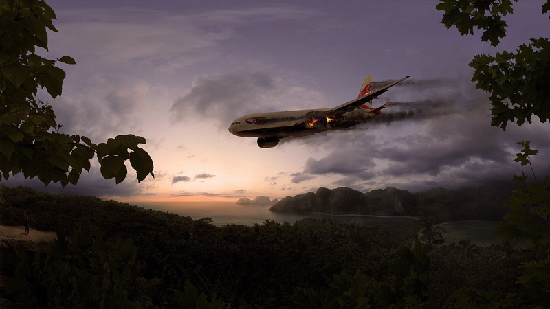 series, crash, burning, x, entertainment, hd, aircraft, plane, tv, forest, nature, art, lost, 1080P