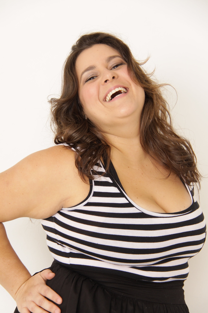 hair, plus size, women, smiling, fat, casual Clothing, toothy Smile, black, one Person, studio Shot, joy, laughing, hairstyle, front view, long Hair, 4K