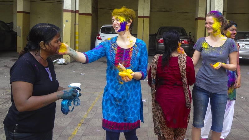 colorful, standing, women, color, religion, holiday, people, indian, celebrations, dhulandi, three quarter length, happy, 4K, men, fun, paint, clothing