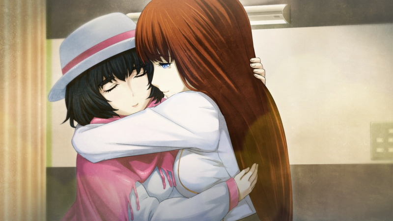 huke, hair, brown, 257663, mayuri, black, game, long, shiina, hug, hat, tears, com, eyes, steins;gate, konachan, kagari, zero, 2girls, 1080P, aqua, short