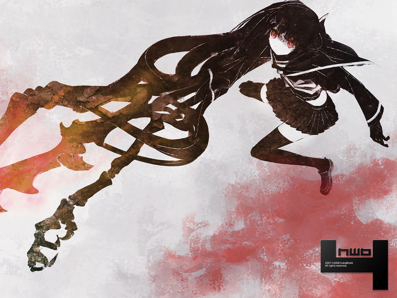 sprout, artwork, anime, shooter, huke, girls, 720P, bone, rock, black