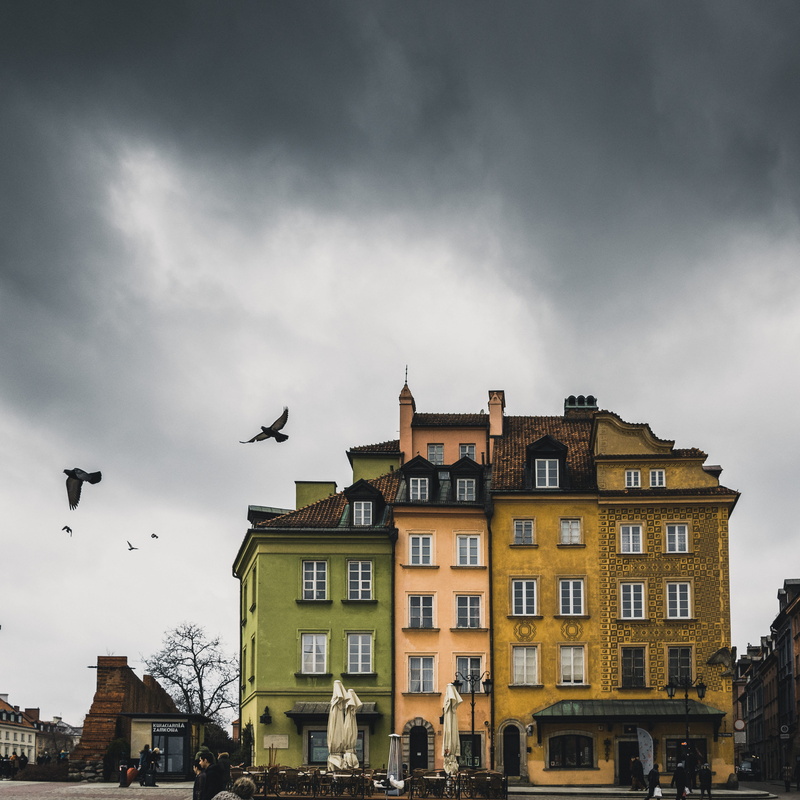 nature, town, bird, outdoors, residential district, no people, beside, animal, group of animals, umbrella, warsaw, concrete, villa, plaza, urban, house