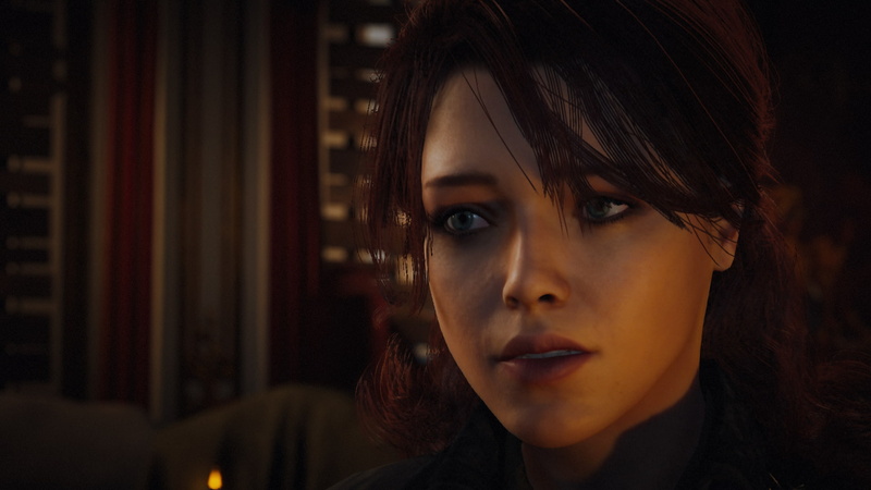 looking, teardrop, portrait, hair, beauty, contemplation, headshot, brown hair, sadness, dark, Assasins Creed Unity, beautiful people, 1080P, human face