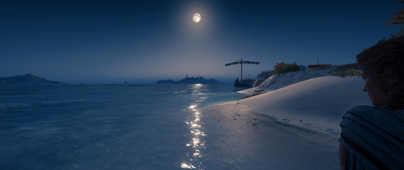 sea, stars, Assasins creed, mountains, 2K, the sky