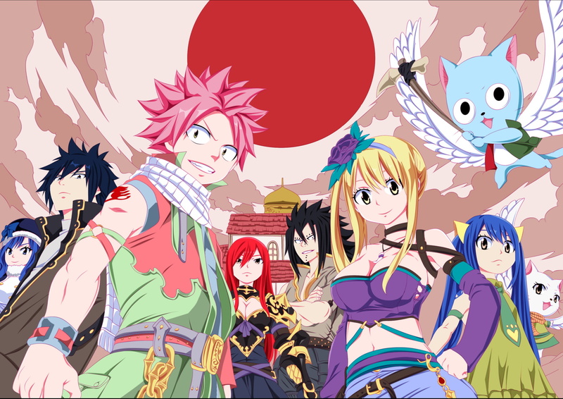 1080P, Lucy Heartfilia, Anime, Fairy Tail, Gajeel Redfox, Natsu Dragneel, Gray Fullbuster, Juvia Lockser, Happy (Fairy Tail), Erza Scarlet, Wendy Marvell
