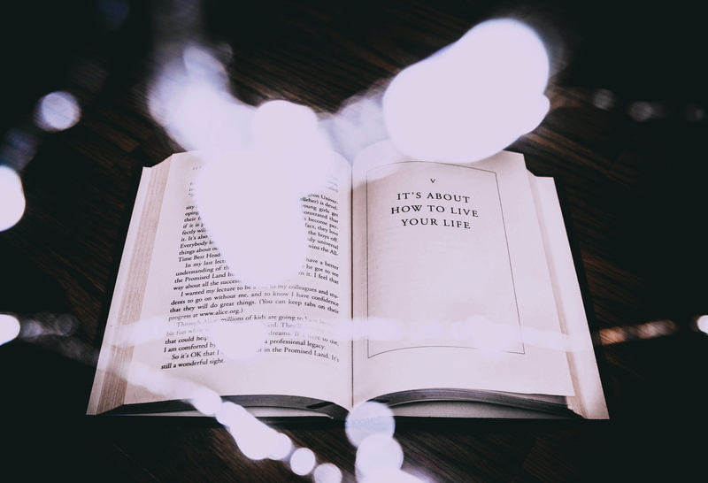 minmal, close-up, reading, wood, communication, indoors, hardwood, novel, book, opened, high angle view, paper, live, fairy light, creativity, modern, real people