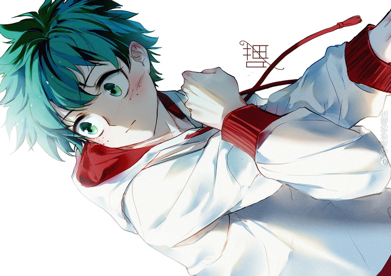 Izuku Midoriya, anime, 1080P, white background, Boku no Hero Academy, guy