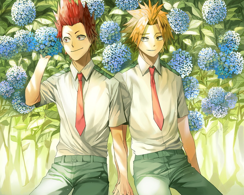 anime, My heroic academia, Boku No Hero Academy, guys, flowers, 1080P