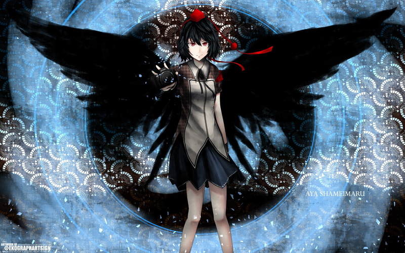 games, shameimaru, tengu, wings, touhou, aya, hats, 1080P, video