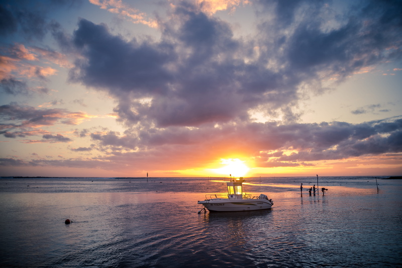 réunion, beach, transportation, water, 5K, nature, boat, ocean, orange color, tranquility, sun, landscape, fishing boat, cloud, scenics - nature, sea