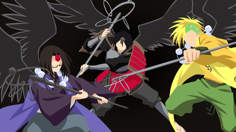 Nurarihyon no Mago, Tengu, Kuroumaru, Anime, 1080P, Sanba garasu, Sasami, Minimalist, Tosakamaru