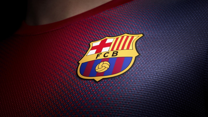 textured, close-up, shape, representation, red, 720P, geometric shape, textile, capital letter, FC Barcelona, high angle view, still life, full frame
