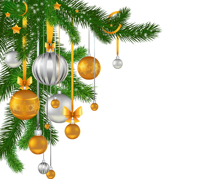 decor, holiday - event, tree, baubles, ornate, decoration, christmas Tree, snowflakes, gold Colored, balls, illustration, christmas, design, bows, isolated