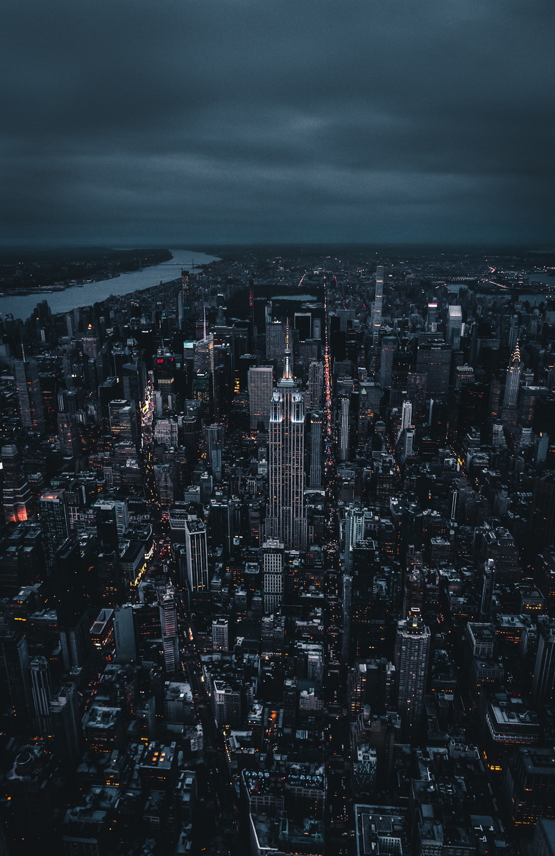 aerial, Andre Benz, urban, USA, 4K, night, building, architecture, New York City