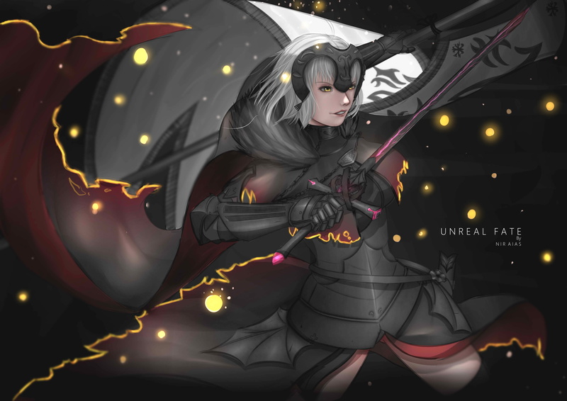 4K, White Hair, Flag, Headpiece, Cape, Yellow Eyes, Sword, Fate Series, Fate/Grand Order, Short Hair, Jeanne dArc Alter