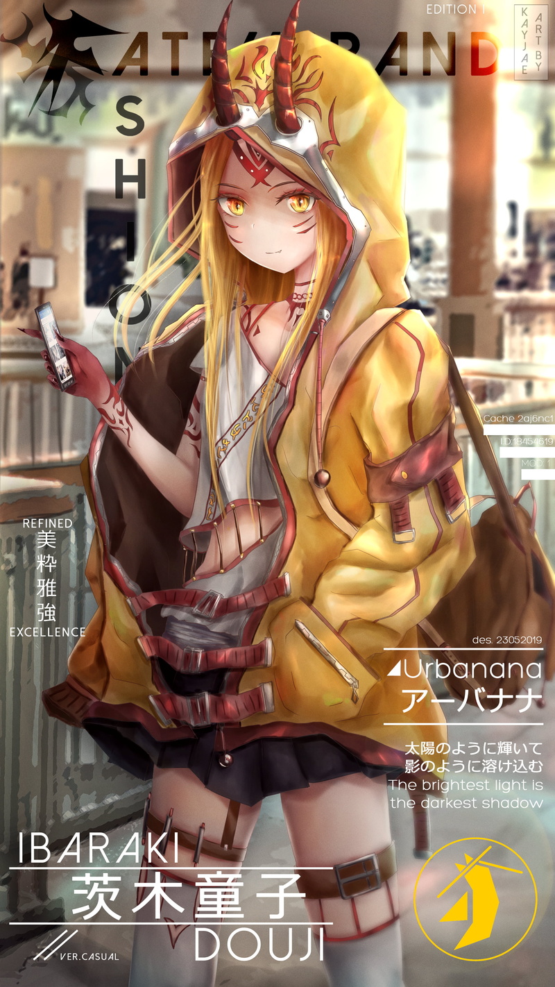 anime, 4K, anime girls, yellow eyes, Fate/Grand Order, horns, Fate Series, Ibaraki Douji