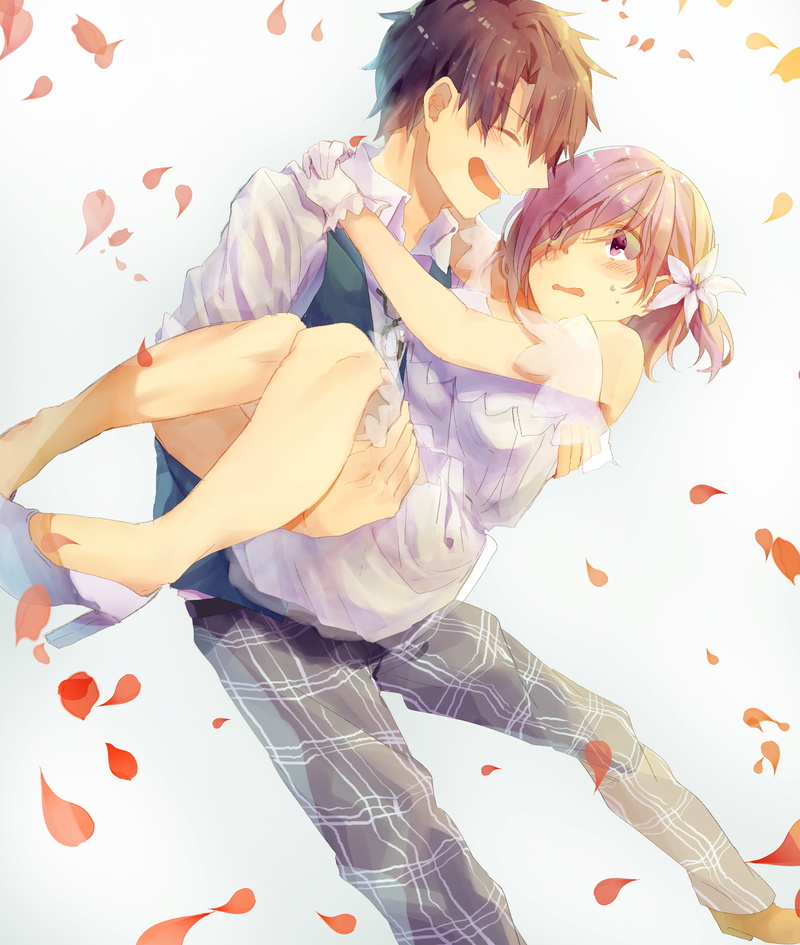 happiness, full length, emotion, white background, one person, 4K, studio shot, mid-air, indoors, romance, cute, nature, motion, smiling, Anime, females