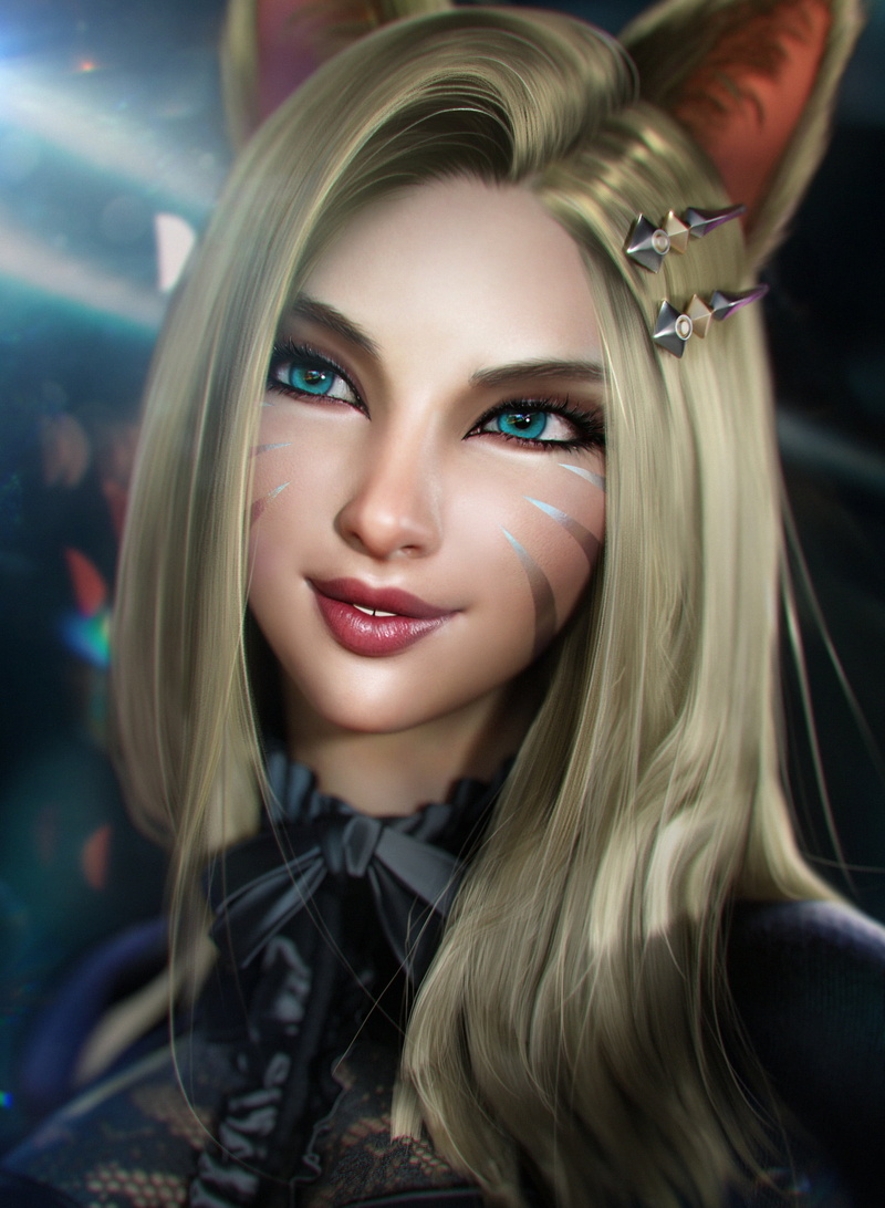 face, blonde, closeup, artwork, video game characters, League of Legends, 3D, video game girls, digital art, portrait display, fan art, fox girl, vertical