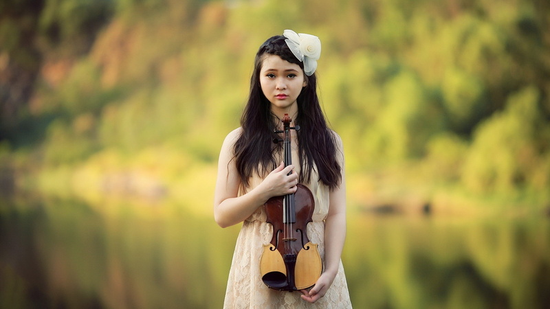 beautiful people, clothing, flower in hair, portrait, beautiful woman, beauty, standing, hairstyle, fashion, forest, contemplation, long hair, hair, Asian