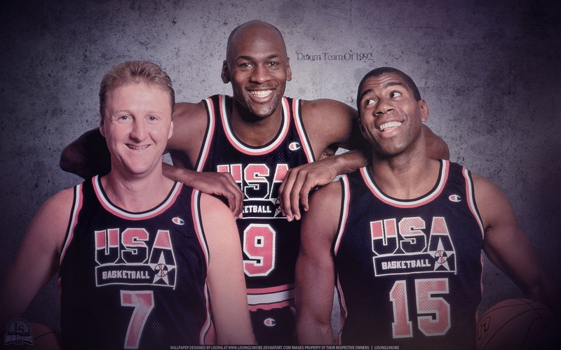 Olympics, looking at camera, confidence, portrait, sport, 1080P, Basketball, front view, mid adult men, Larry Bird, people, Michael Jordan, men, waist up