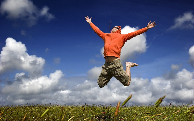 arms Raised, mid-Air, blue, smile, human limb, healthy Lifestyle, men, success, freedom, energy, fun, adult, one Person, field, joy, boy, emotion, males