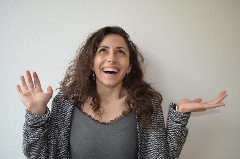 emotion, excitement, 2K, women, front view, language school, beautiful woman, cardigan, surprise, positive emotion, arms raised, hand, mouth, limb, hair