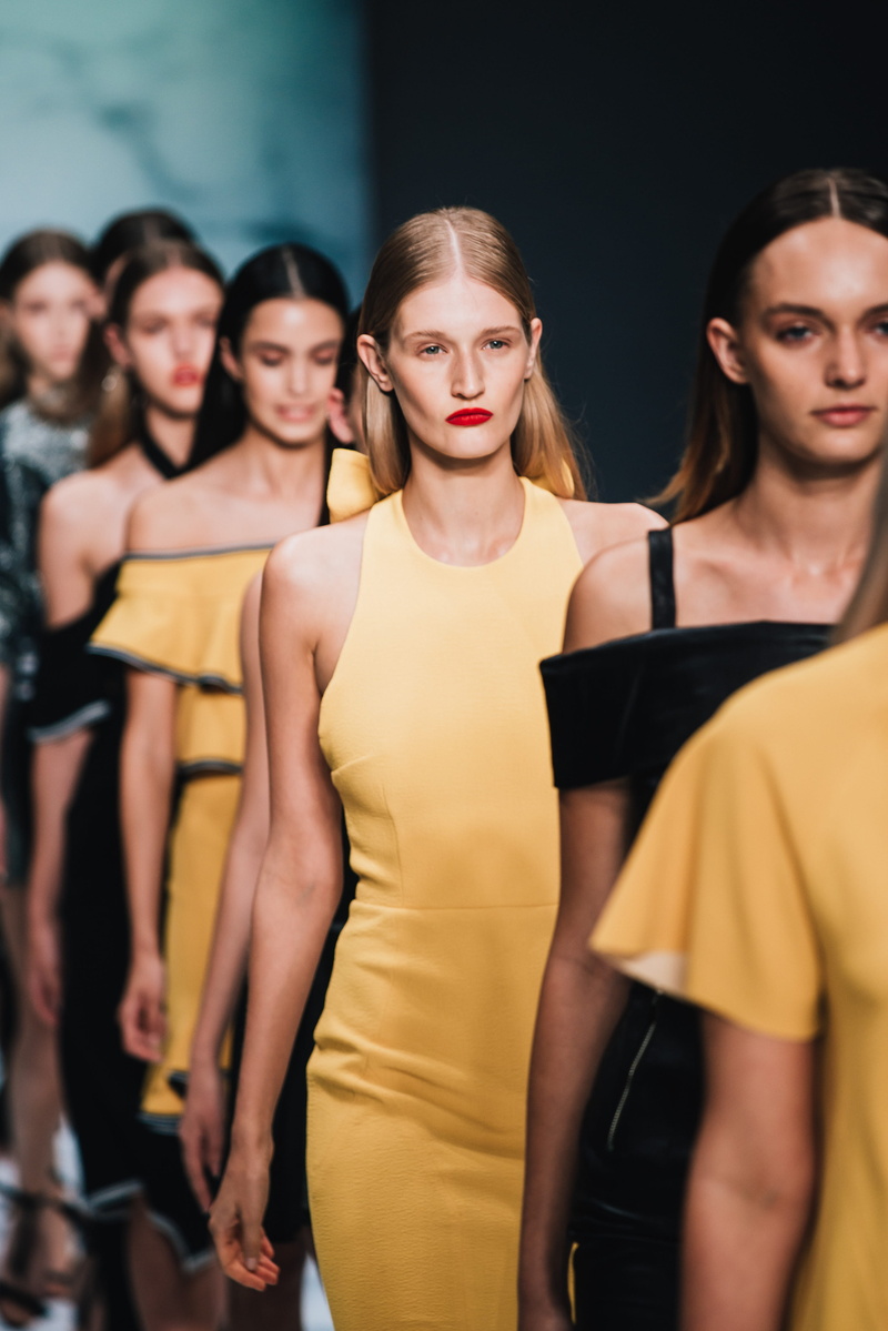 sleeveless, men, yellow, people, fashion, stylist, portrait, young Adult, adult, lifestyles, female, fashion Week, females, catwalk, face, woman, dress