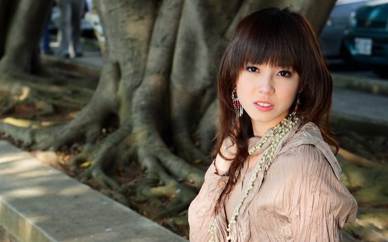 girl, woman, face, brunette, models, 720P, tree, asian, beautyful