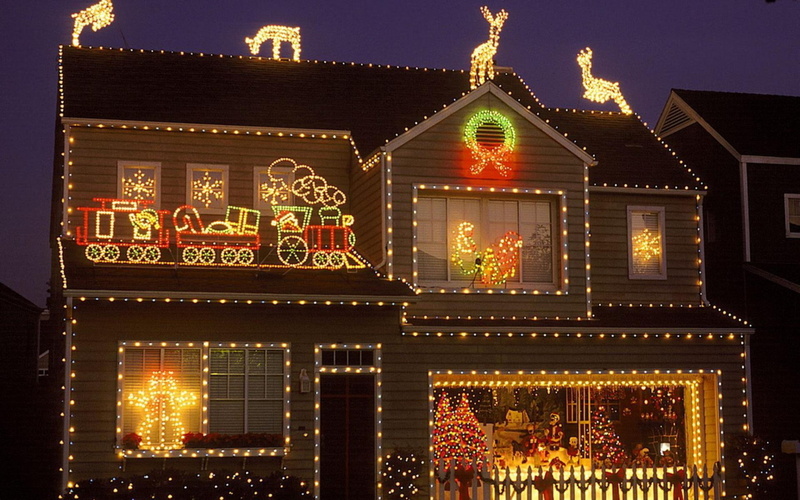 home, beautifully, 1080P, lights, nature and landscapes, decorated, christmas, homes, winter