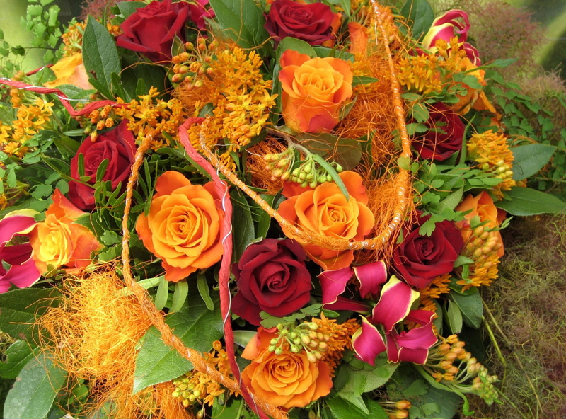 rose - Flower, orange, red, leaf, orange Color, 1080P, wedding, nature, petal, flowers, romance, multi Colored, inflorescence, roses, high angle view