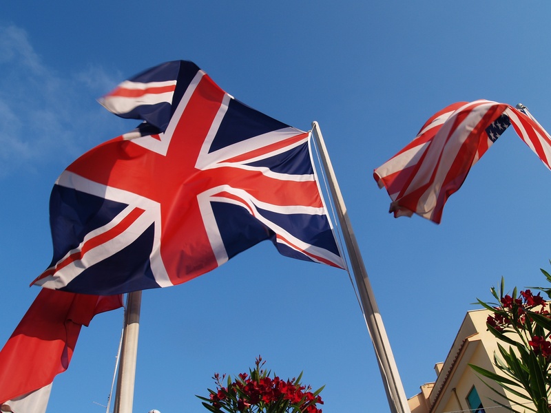 flutter, usa, english, blue, waving, clear sky, patriotism, union jack, pole, environment, shape, national icon, independence, united kingdom, low angle view