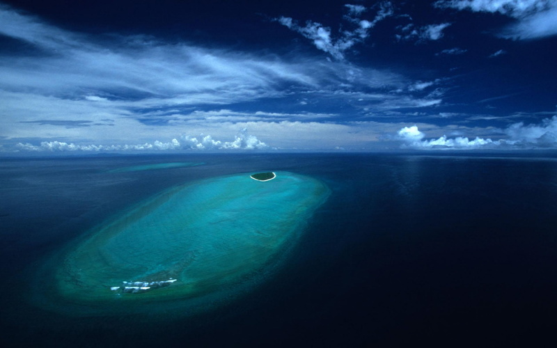 Blue, Turquoise, 1080P, Horizon, Island, Ocean, Great Barrier Reef, Earth