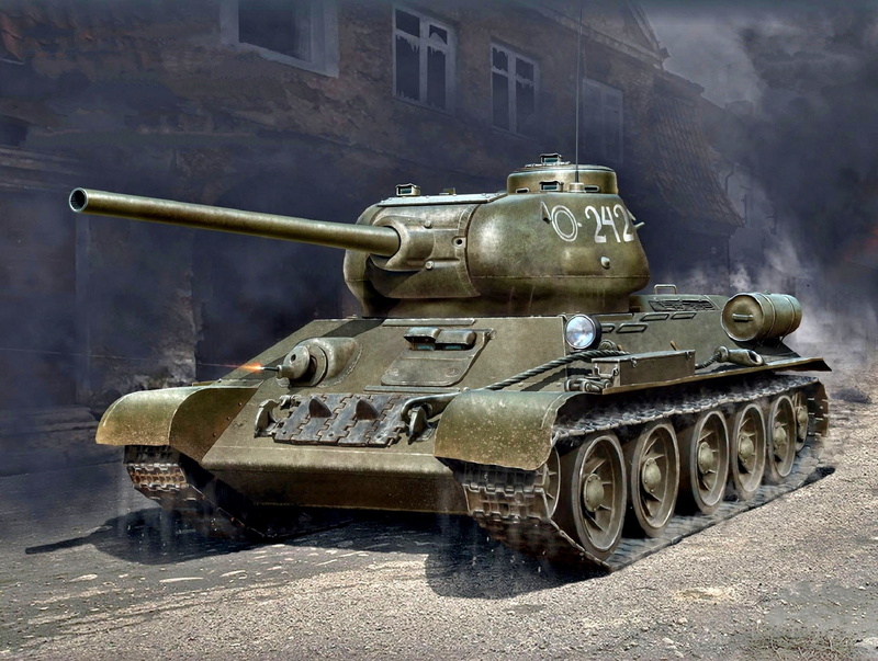 WW2, T-34-85, Average, Figure, 1080P, Soviet, The great Patriotic war, Tank, USSR