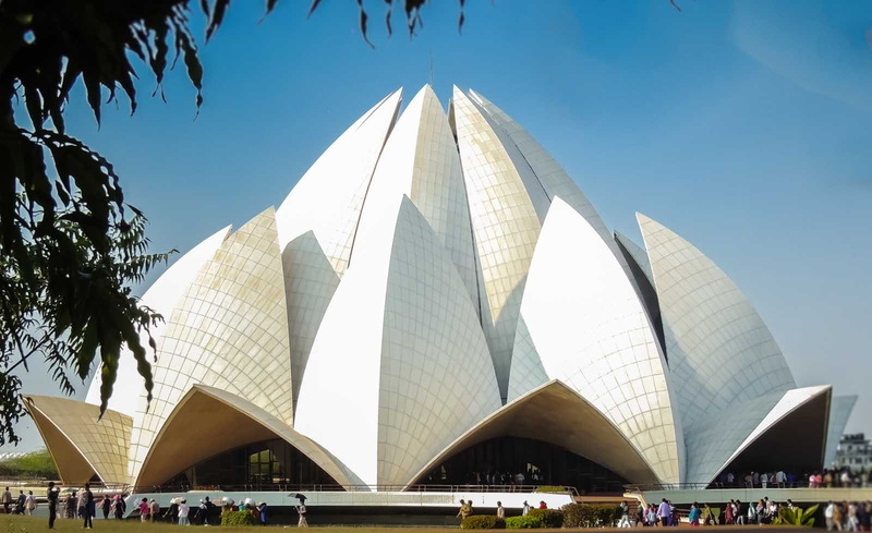 day, outdoors, structure, magnificient, arts culture and entertainment, building exterior, new delhi, landmark, gray, low angle view, bahai, monument, blue